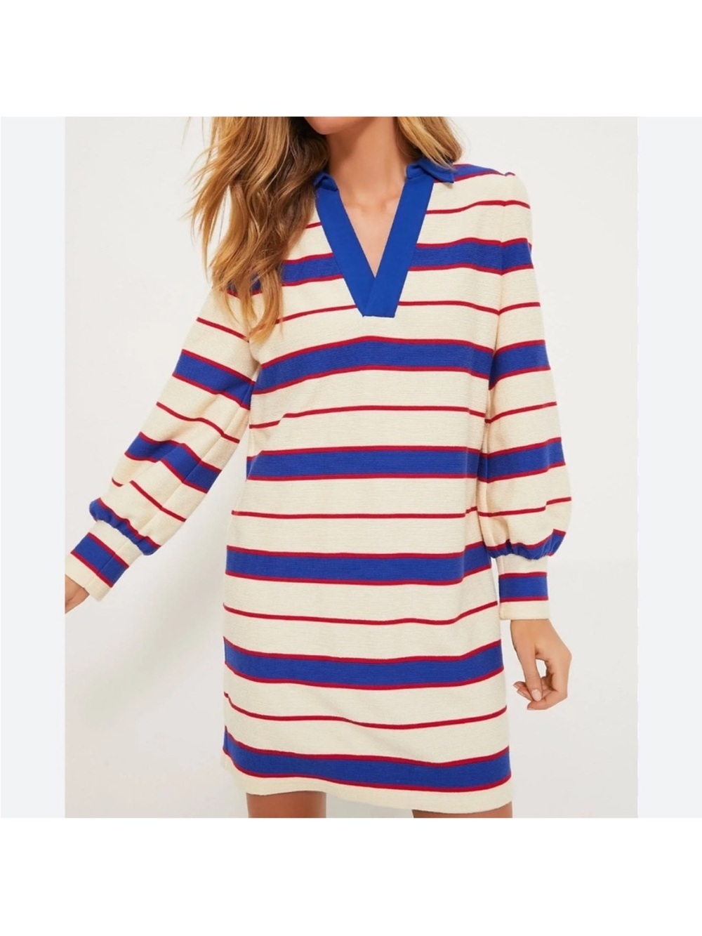 Tuckernuck Pomander Place Navy Stripe Bradley Knit Polo Dress Size - Picture 2 of 6